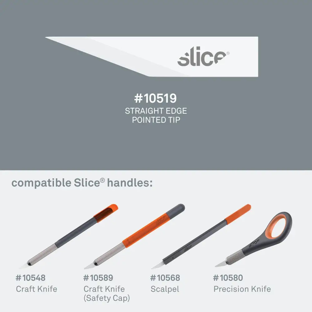 Slice straight edge pointed tip craft blades compatibility sheet