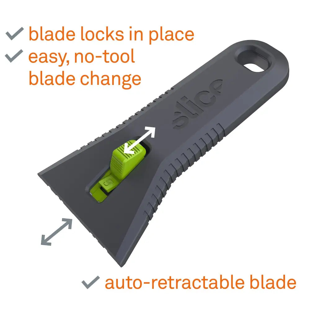 Slice auto-retractable utility scraper blade lock