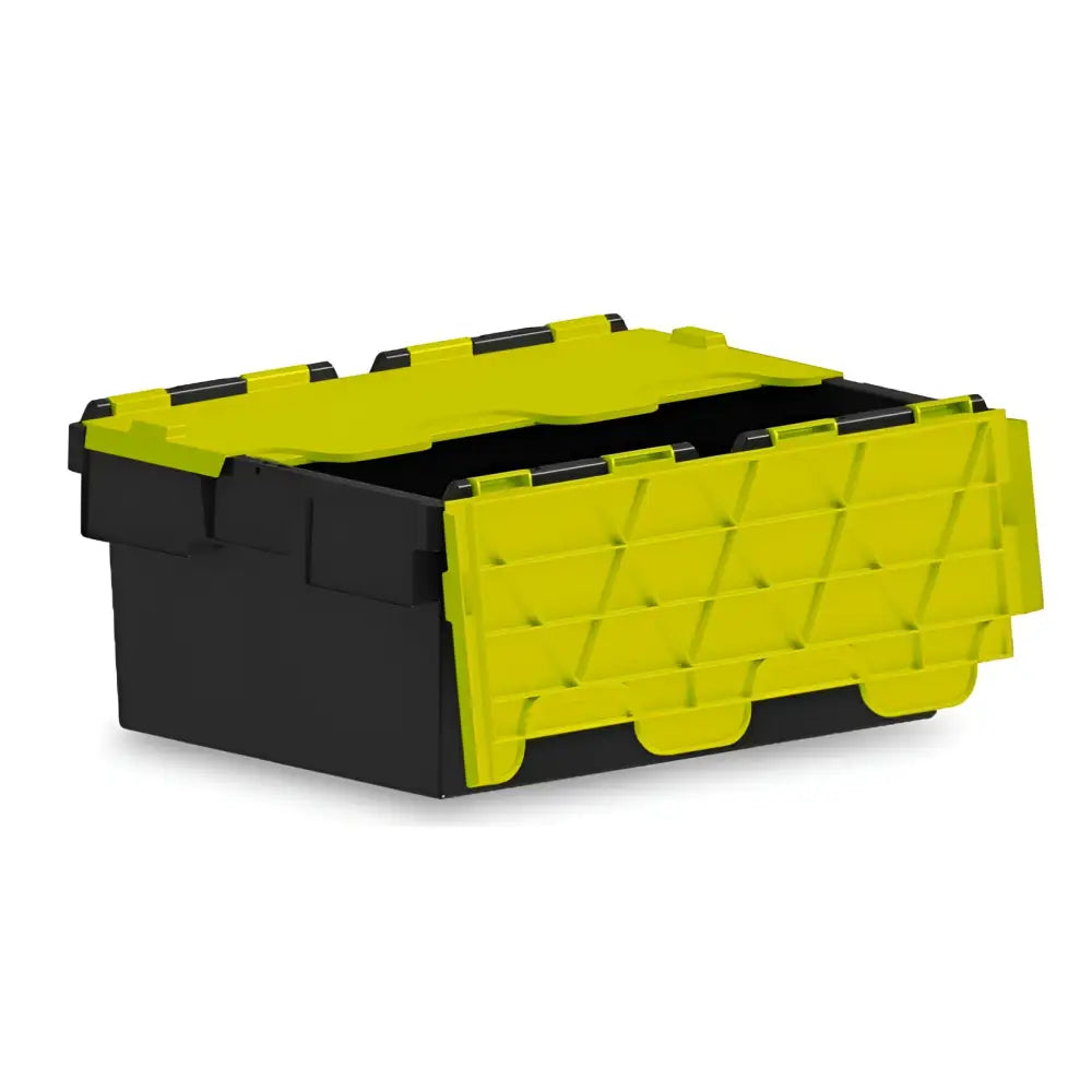 Attached lid containers with coloured lids