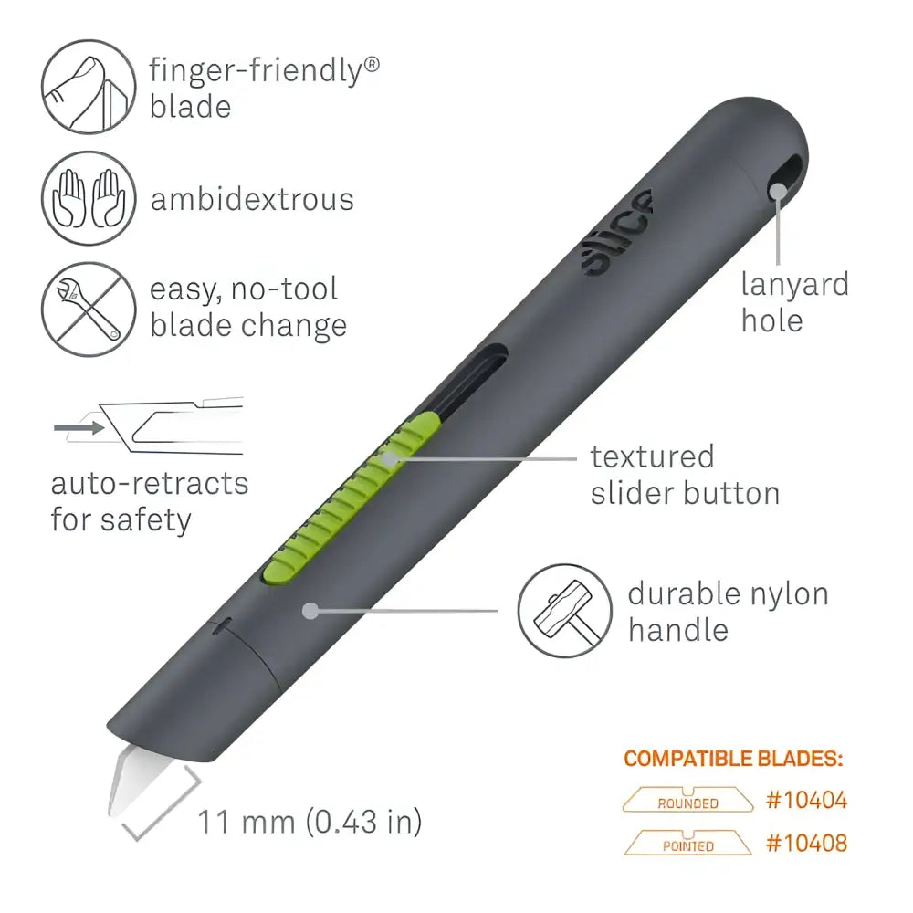 Auto retractable pen cutter by slice