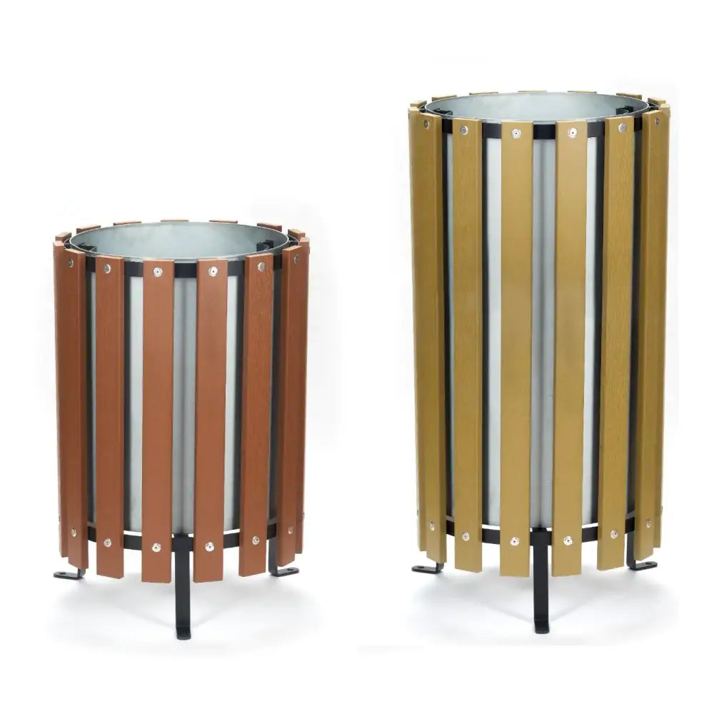 Circular wood effect bins