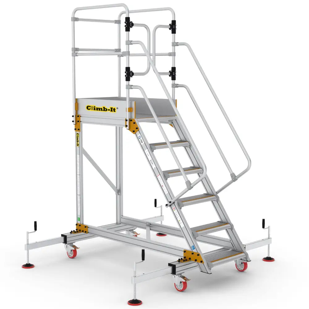 Climb-it extra large platform safety steps with adjustable stabilisers