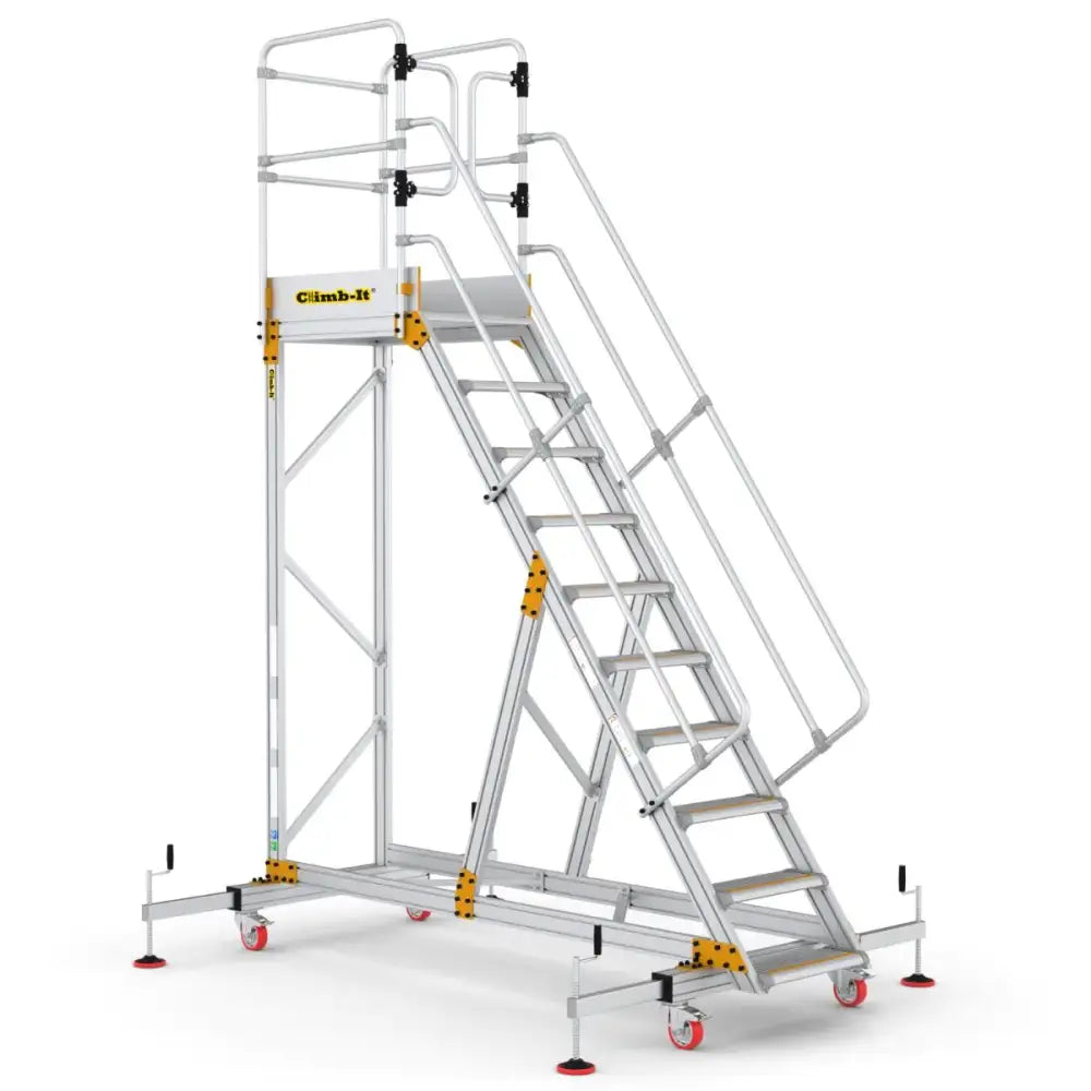 Climb-it extra large platform safety steps with adjustable stabilisers