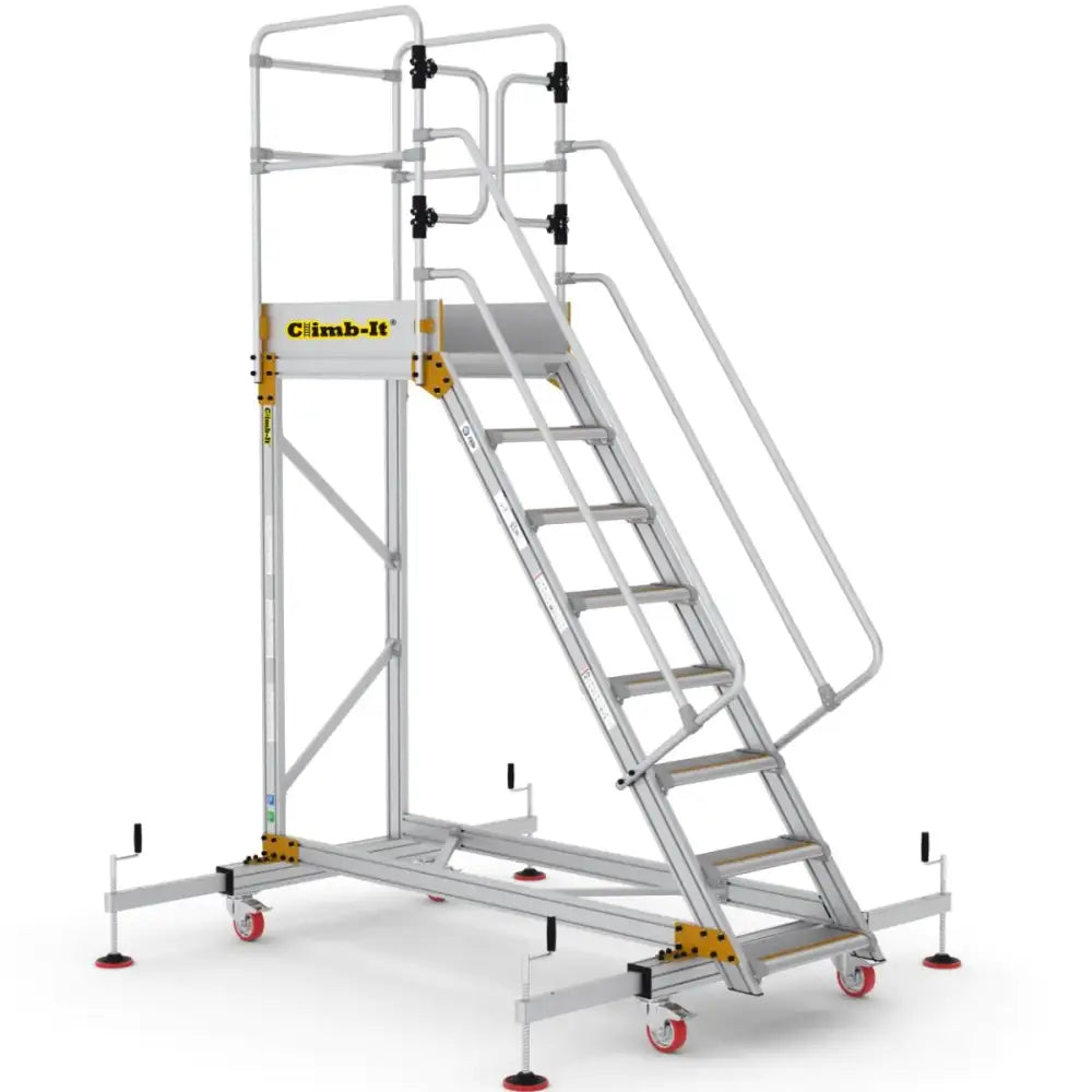 Climb-it extra large platform safety steps with adjustable stabilisers