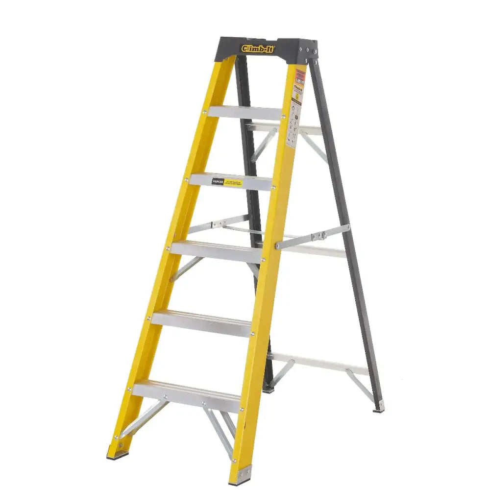 Climb-it glass fibre swingback stepladders