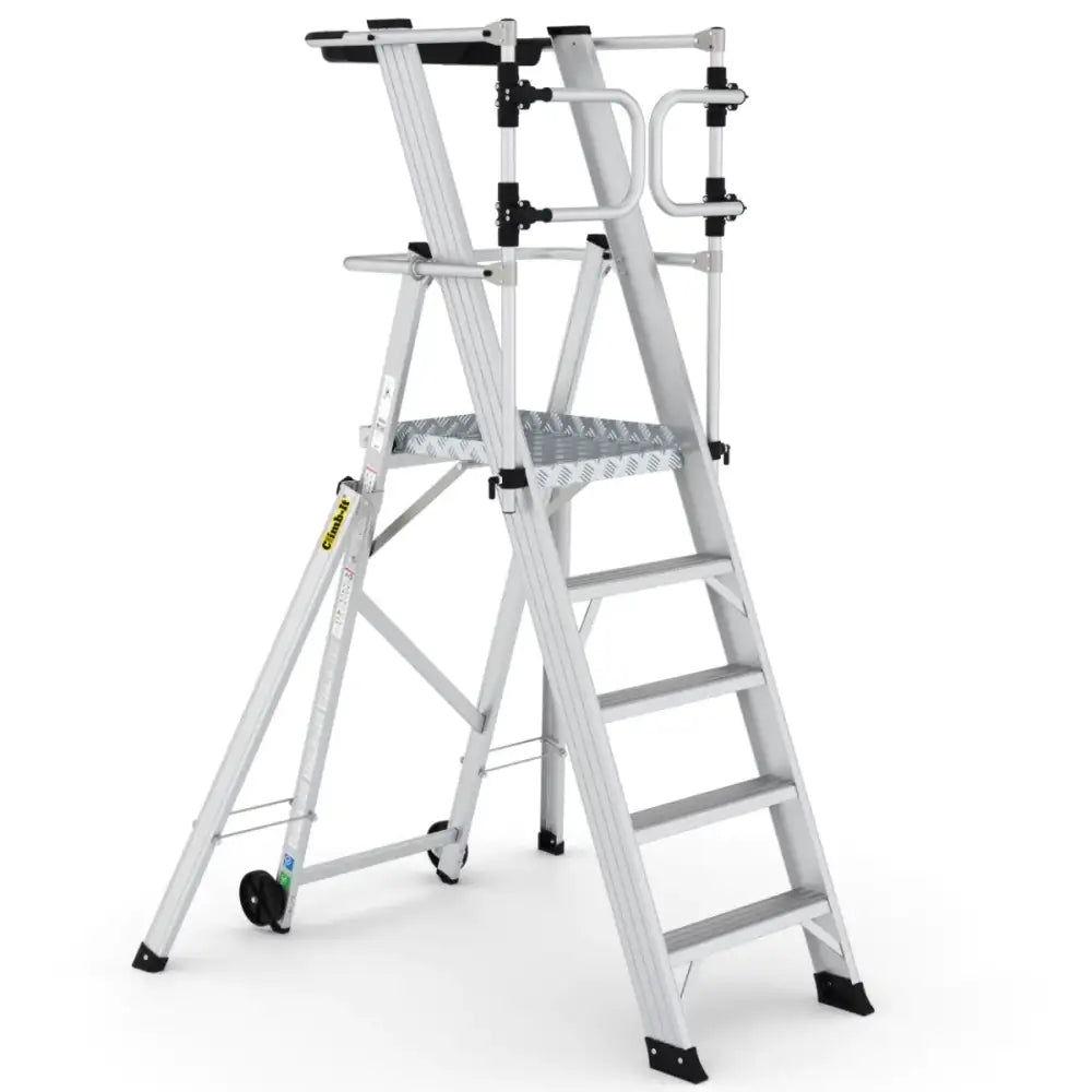 Climb-it large platform folding steps with safety gates