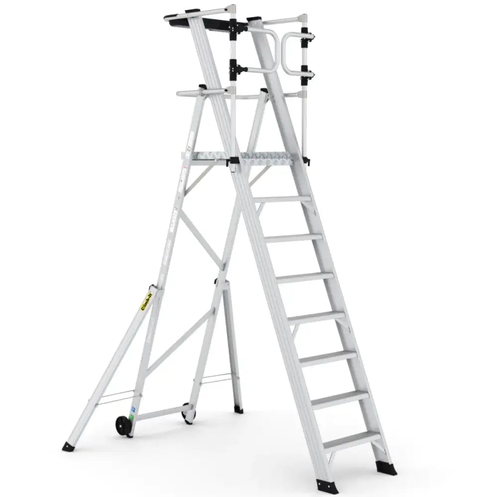 Climb-it large platform folding steps with safety gates