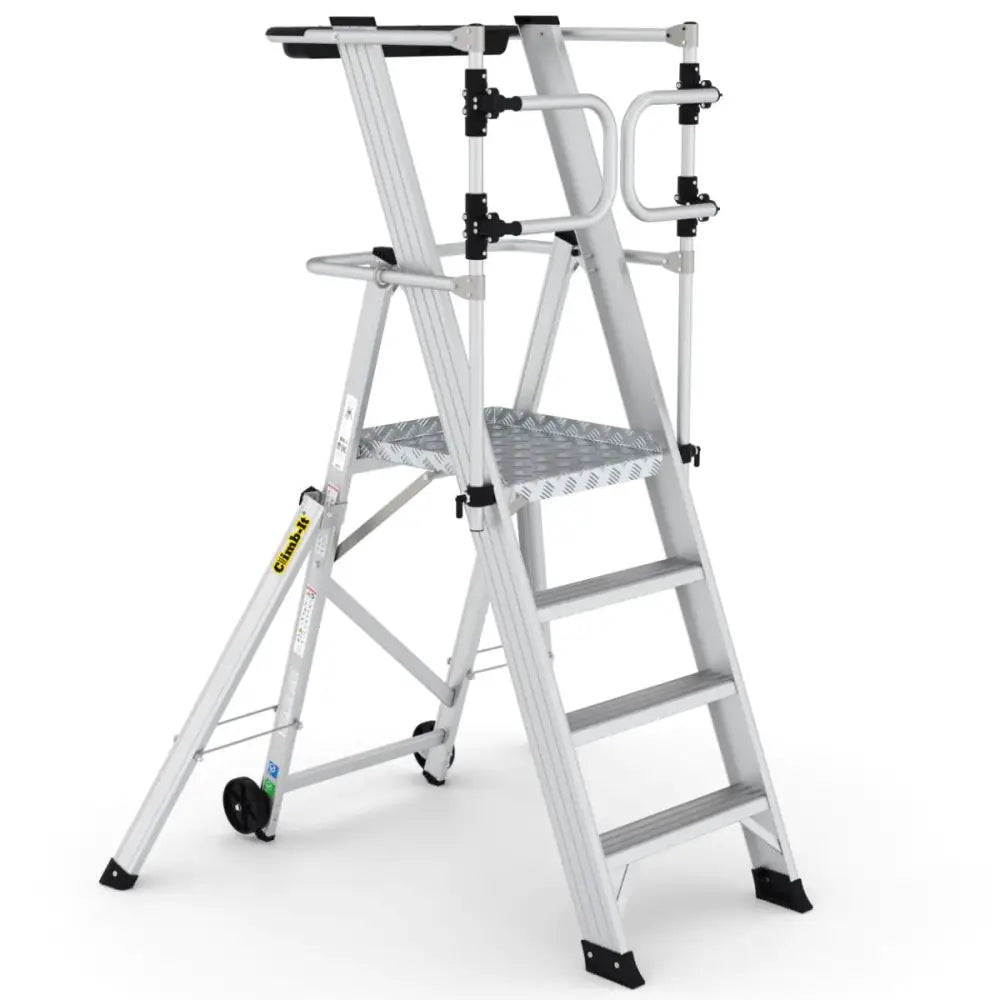 Climb-it large platform folding steps with safety gates