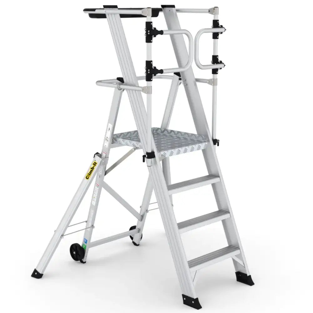 Climb-it large platform folding steps with safety gates