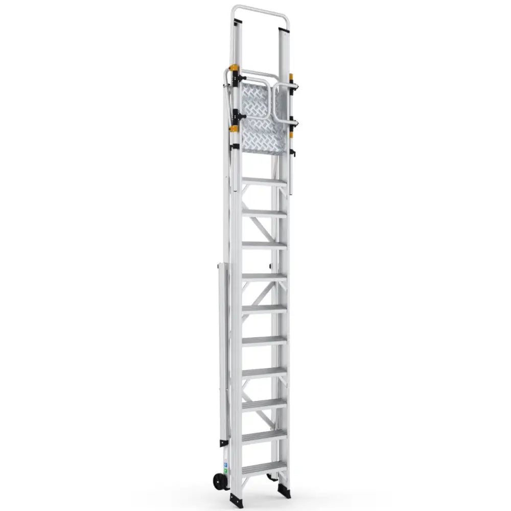 Climb-it large platform folding steps with safety gates