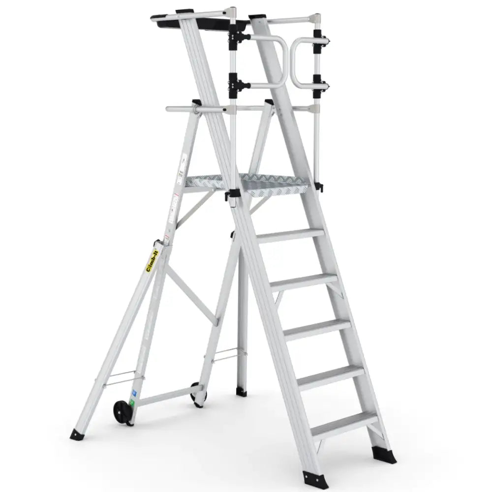 Climb-it large platform folding steps with safety gates