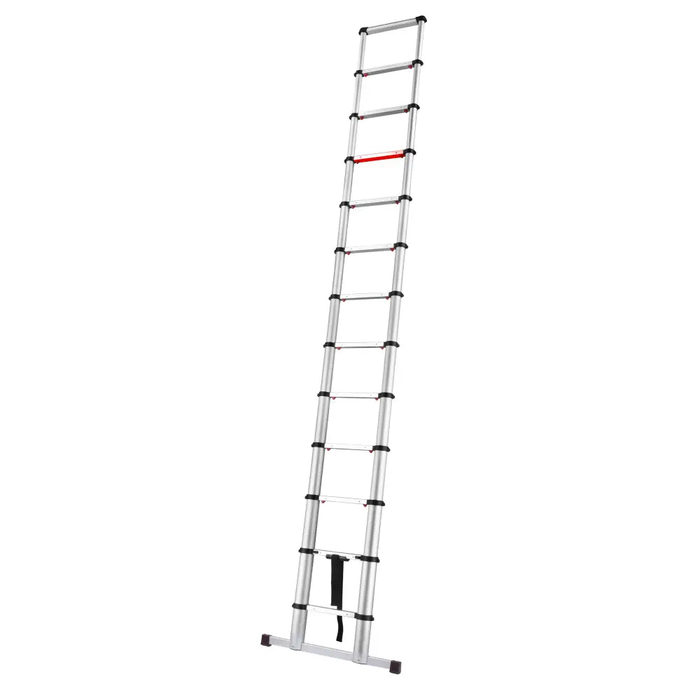 Climb-it telescopic ladder with stabiliser bar