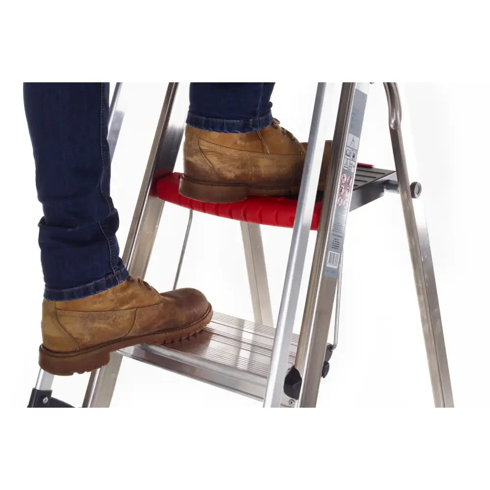 Double decker aluminium stepladder with tool tray