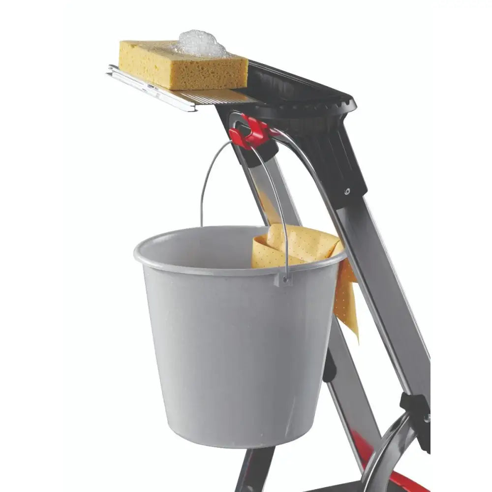 Double decker aluminium stepladder with tool tray