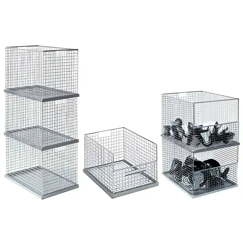 Galvanised stacking baskets