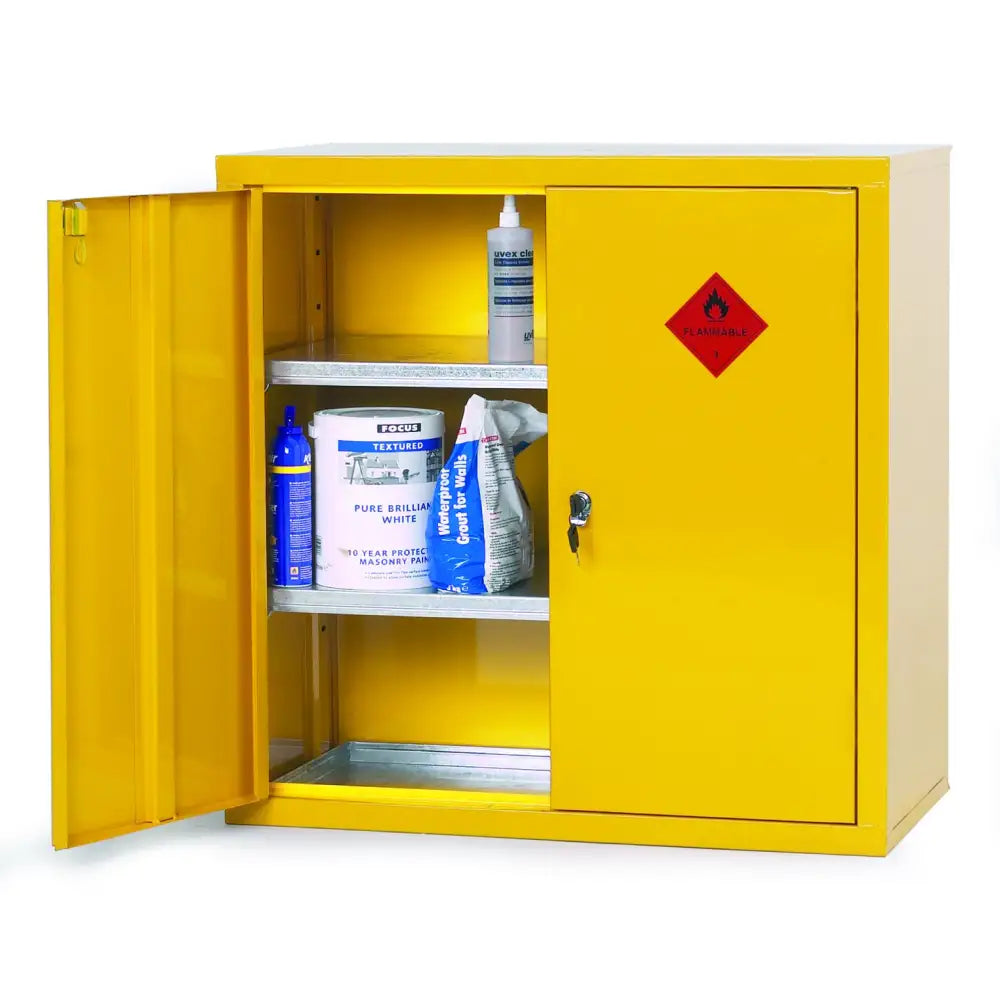 Heavy duty hazardous materials storage cabinets
