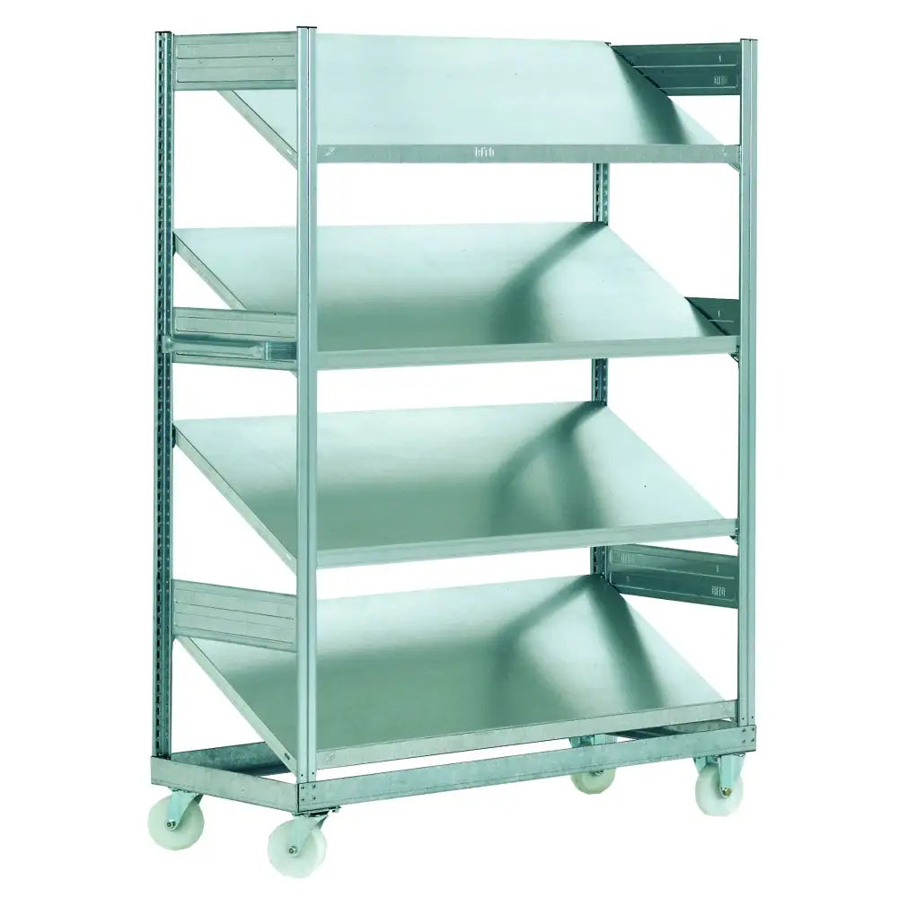 Inclined mobile shelving