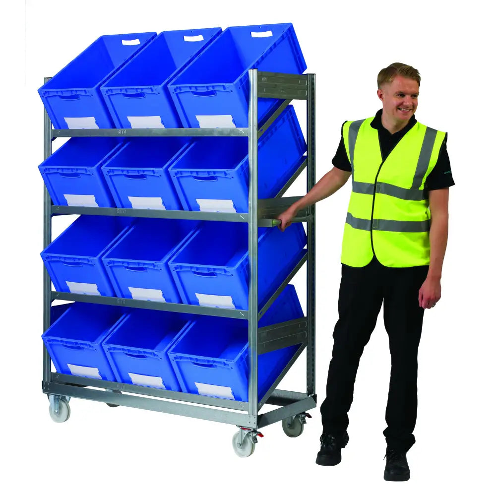 Inclined mobile shelving