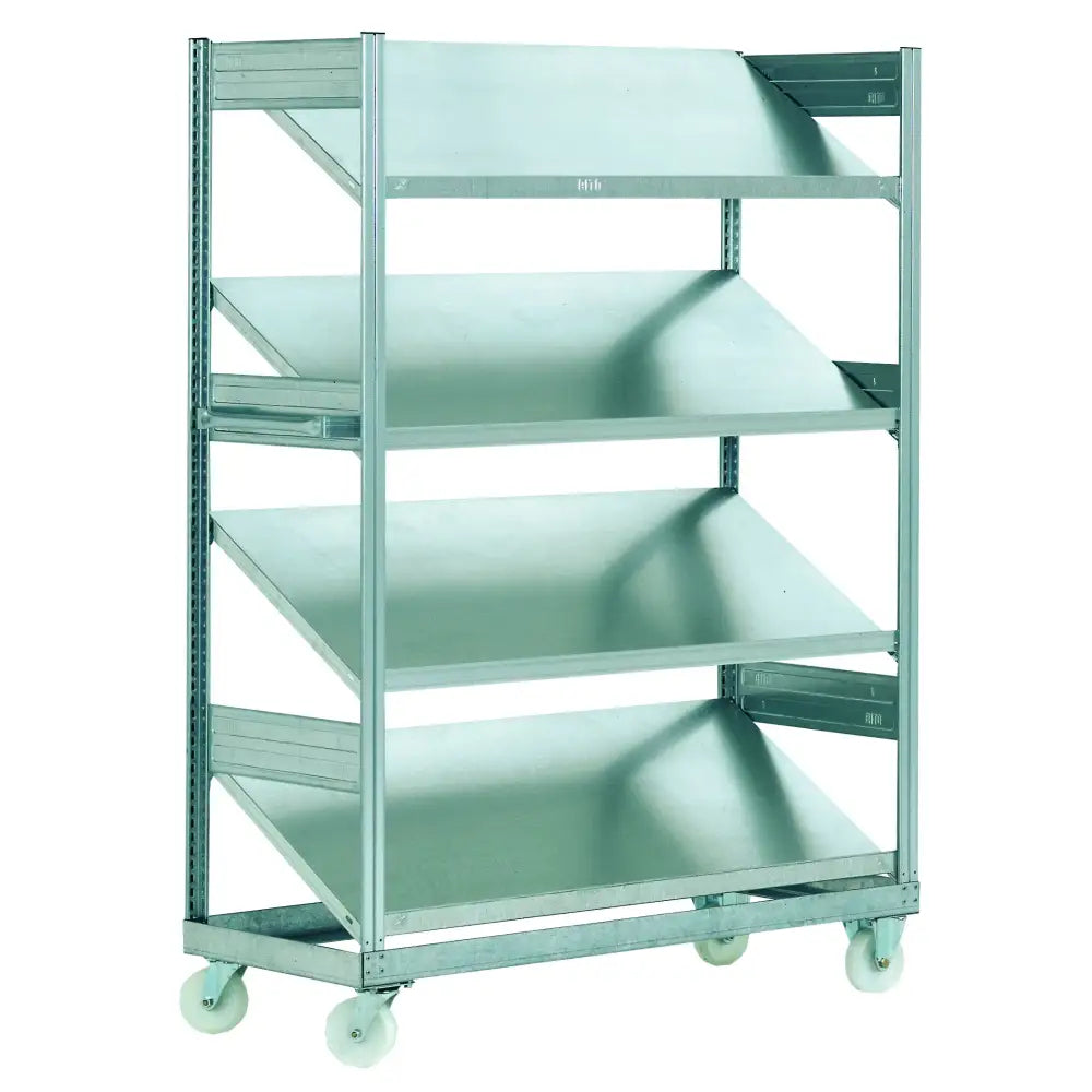 Inclined mobile shelving
