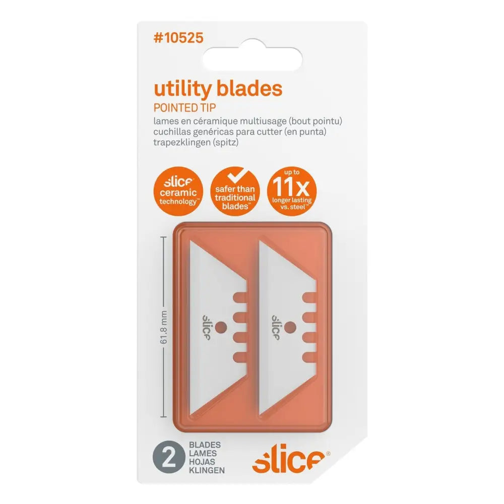 Pointed tip ceramic utility blades by slice