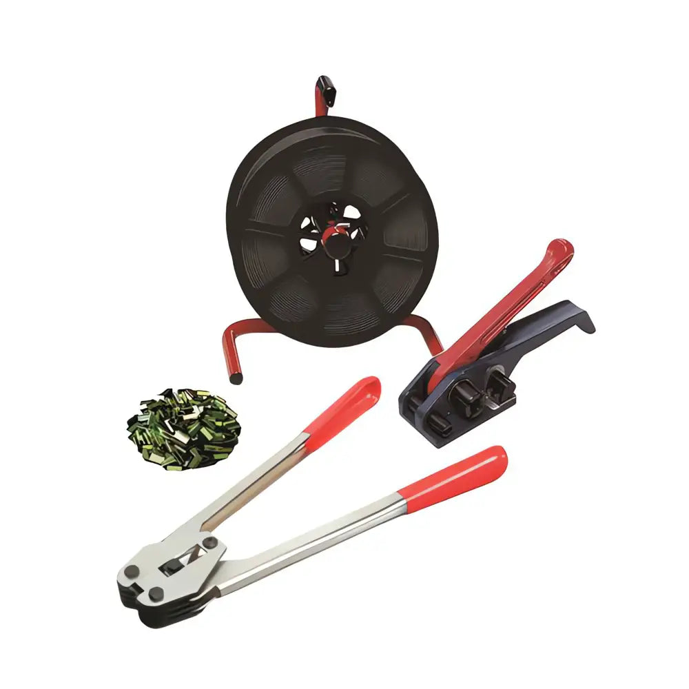 Polypropylene strapping starter kit static dispenser tensioner & sealer