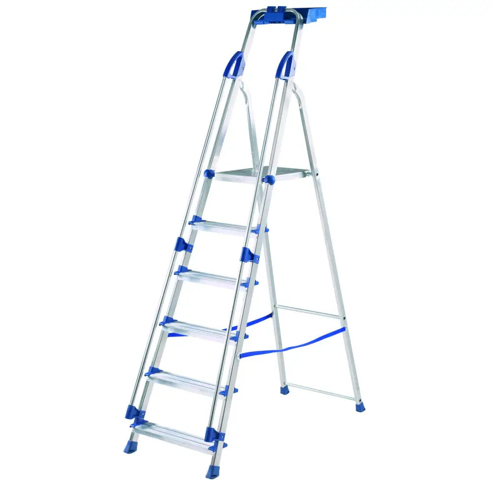 Professional aluminium folding steps with tool tray