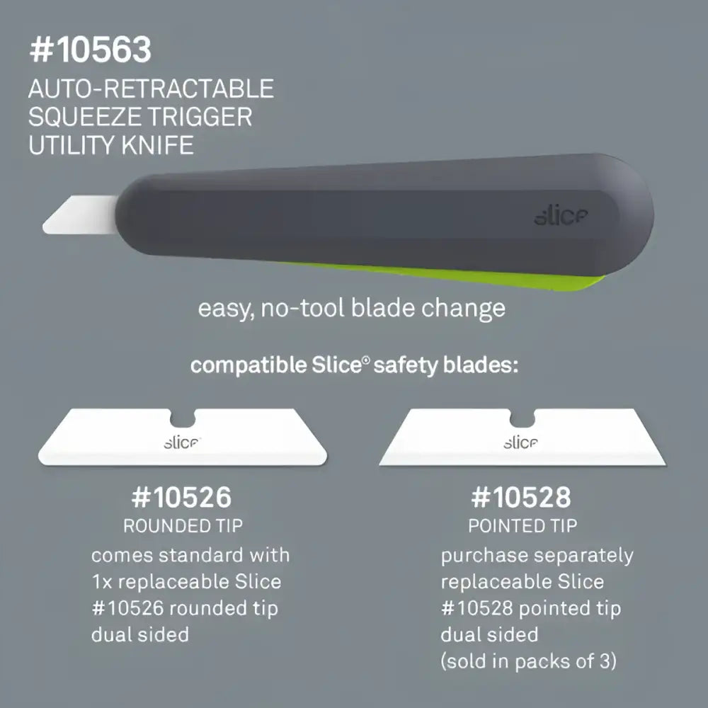 Slice auto-retractable squeeze-trigger utility knife x 12