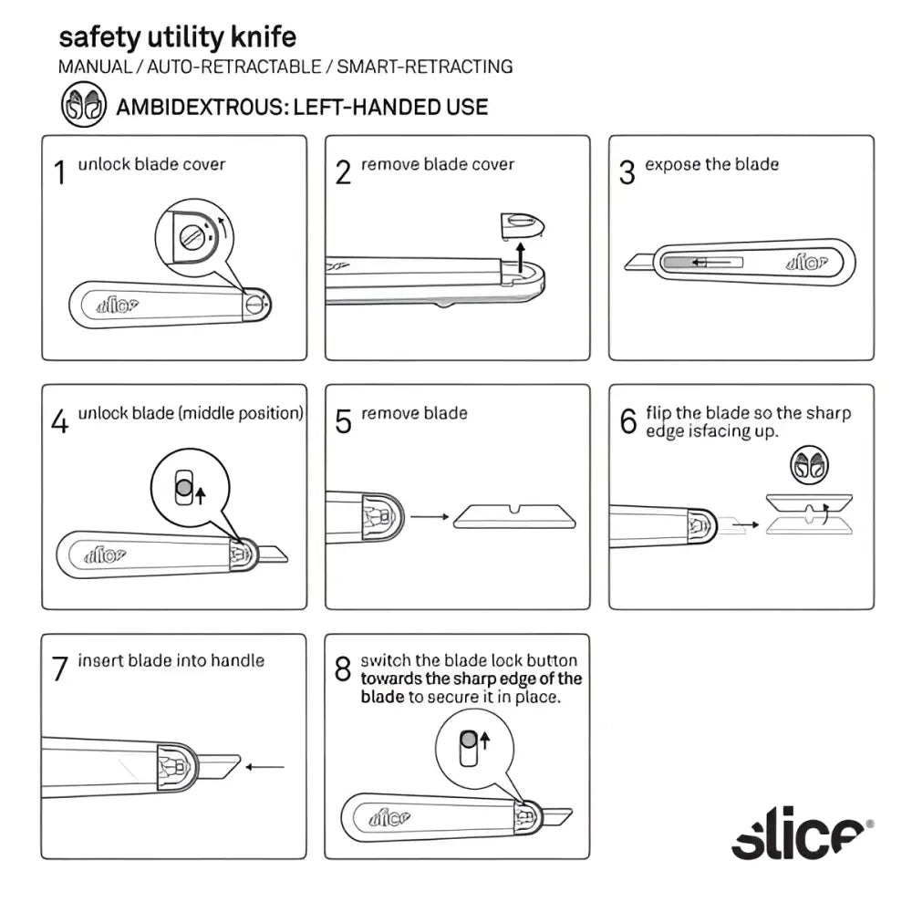 Slice auto-retractable utility knife rounded tip blade x 12