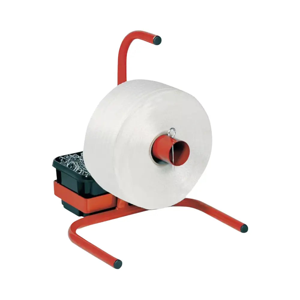 Static dispenser for woven cord polyester strapping