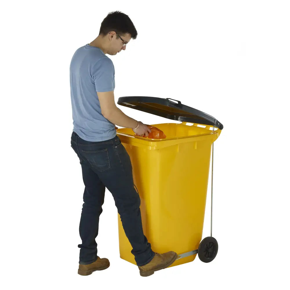 Wheeled bins with side pedal