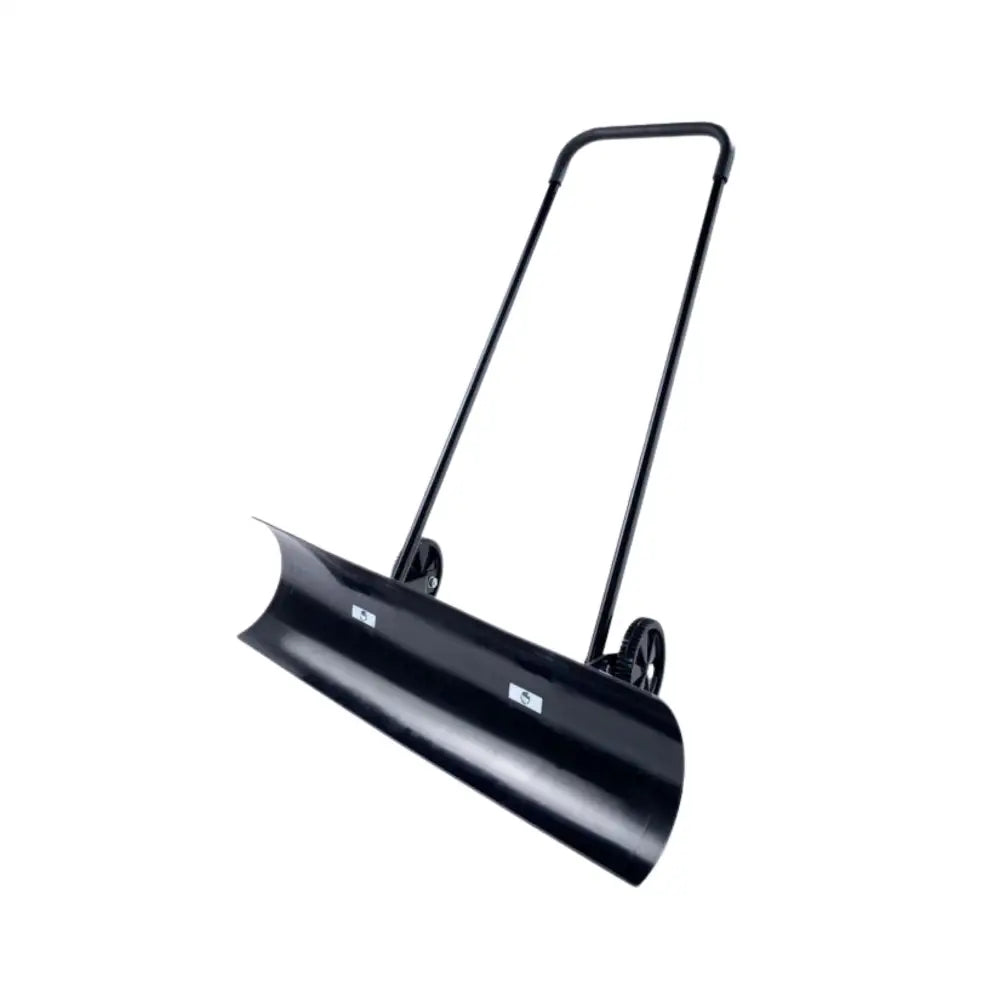 Wide wheeled snow pusher plough