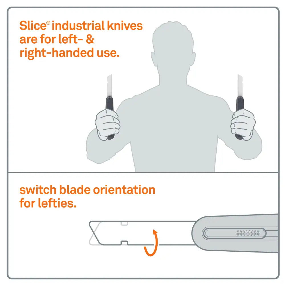 Slice auto-retractable industrial knife left and right handed
