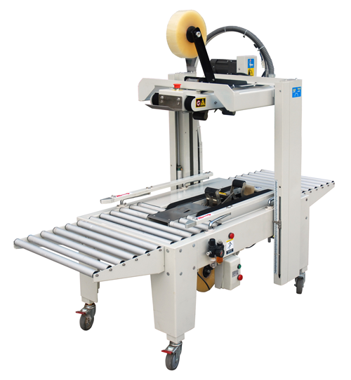 Random Case Taping Machine Semi Auto Top & Bottom Belt Driven Case Taping Machines Optimax