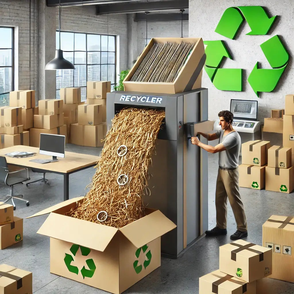 Eco friendly Cardboard shredder in business environment