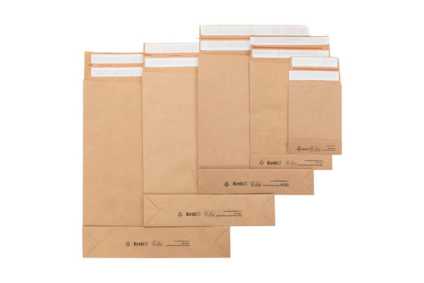 Paper Mailing Bag 250mm x 350mm x 50mm + 96mm 120gsm  Erth   