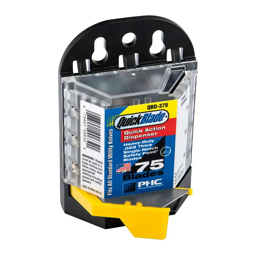 Safety point standard utility blade dispenser showing blade dispensing