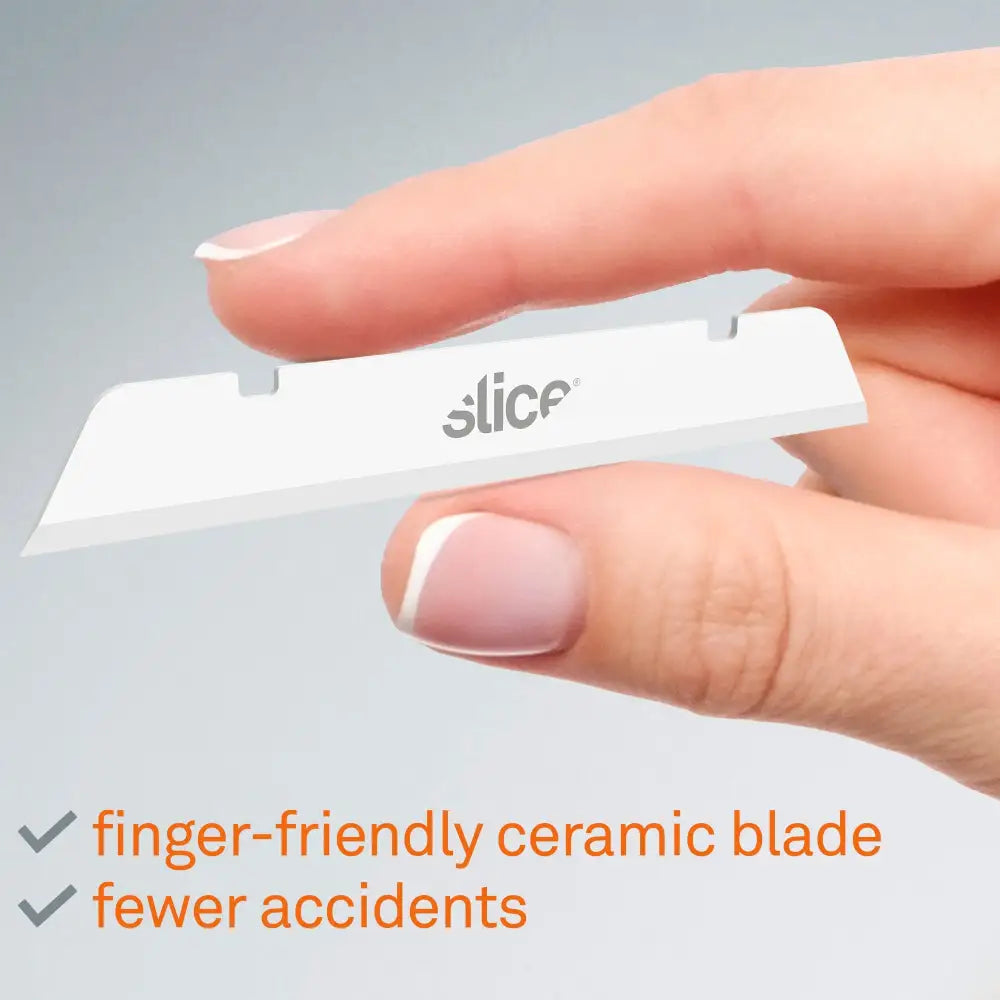 Slice pointed tip industrial blades between fingers