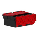 Attached lid containers with coloured lids