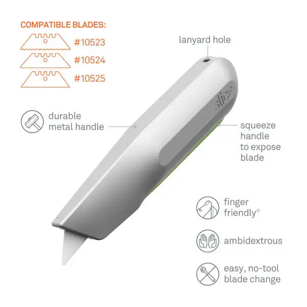 Auto retractable metal squeeze knife by slice