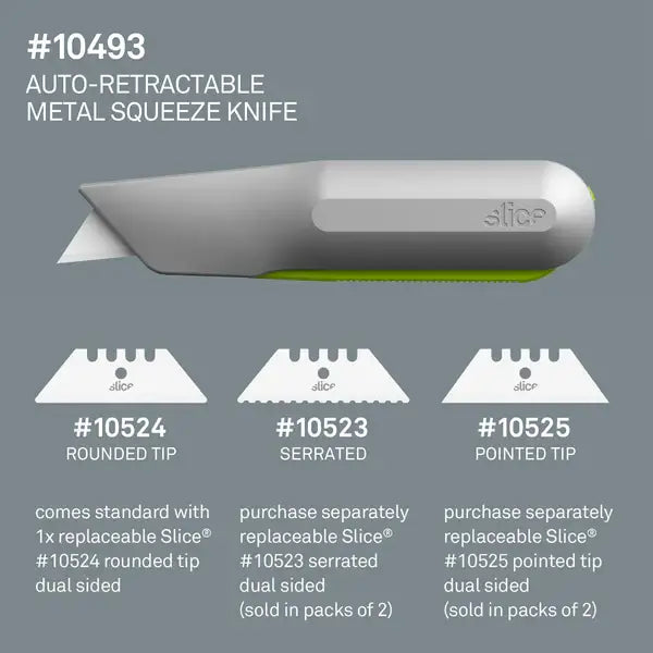 Slice auto-retractable metal squeeze knife x 12