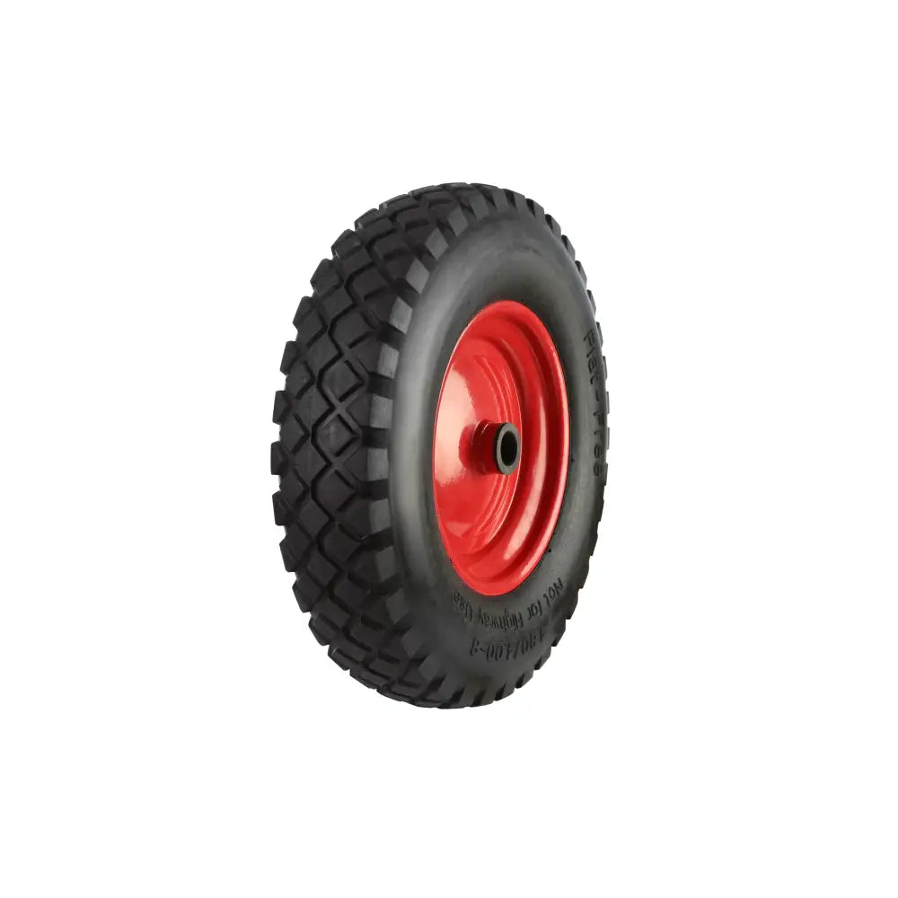 Black pneumatic tyred wheels with coloured metal centres