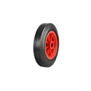 Black wire rubber tyred wheels with red polypropylene centres