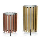 Circular wood effect bins
