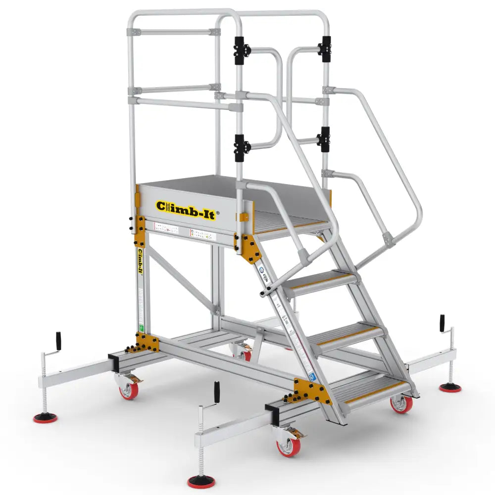 Climb-it extra large platform safety steps with adjustable stabilisers