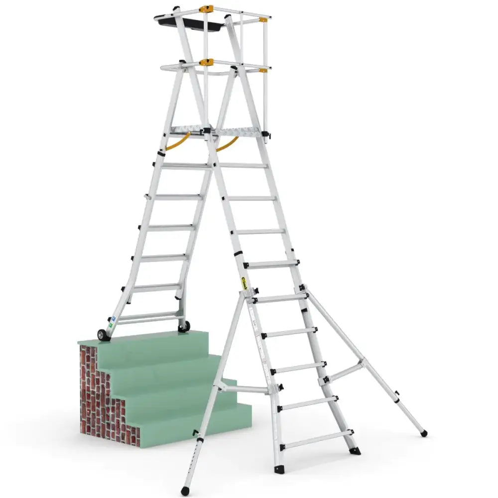 Climb-it folding telescopic large platform steps