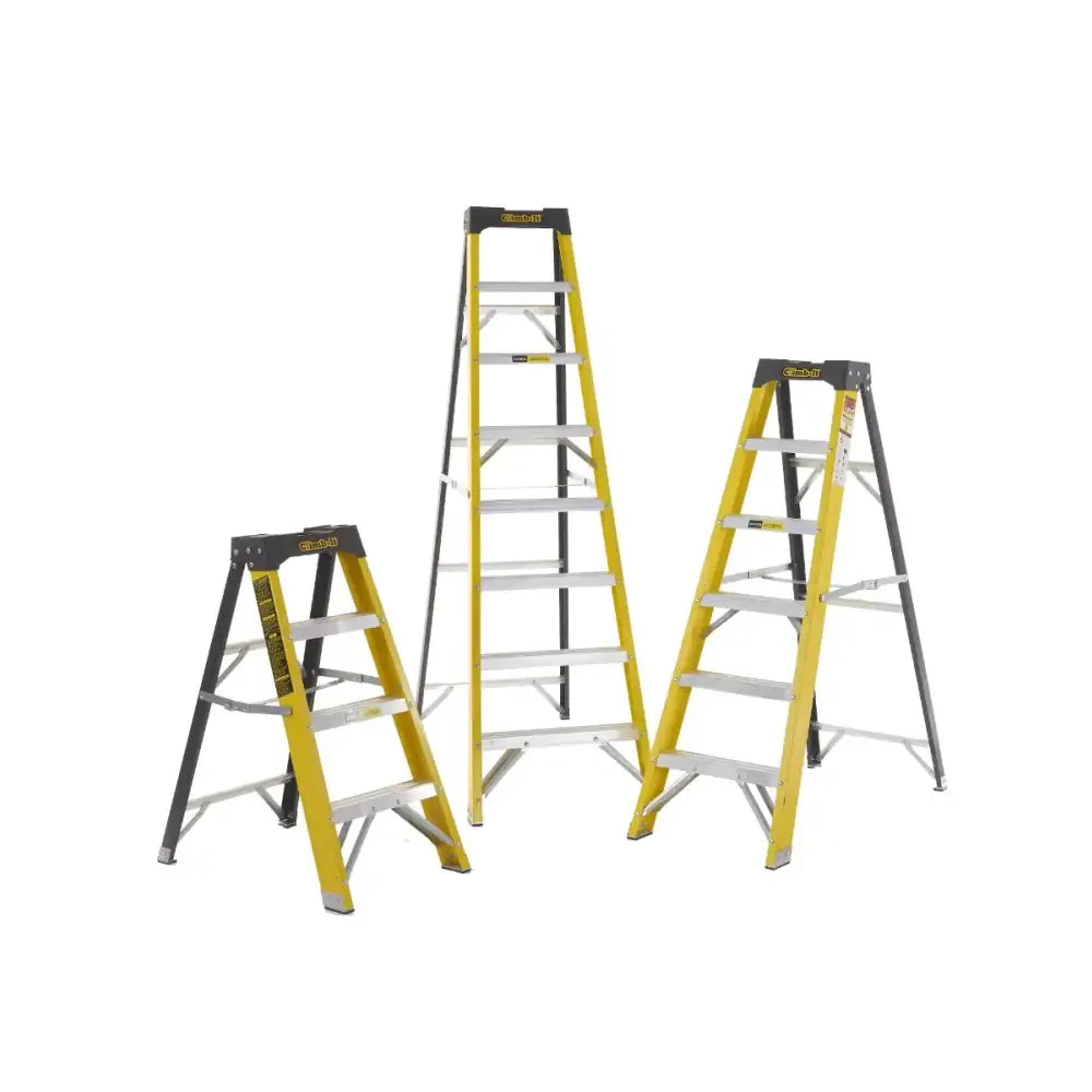 Climb-it glass fibre swingback stepladders