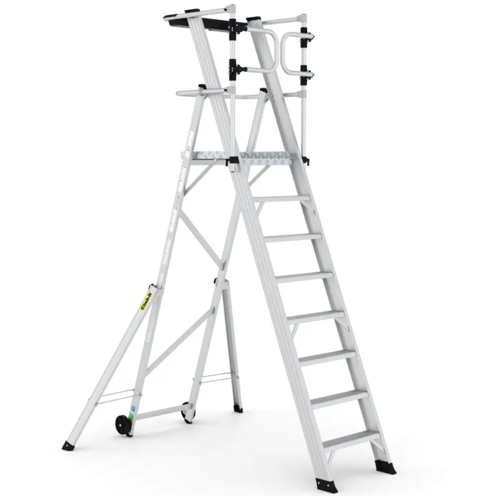 Climb-it large platform folding steps with safety gates