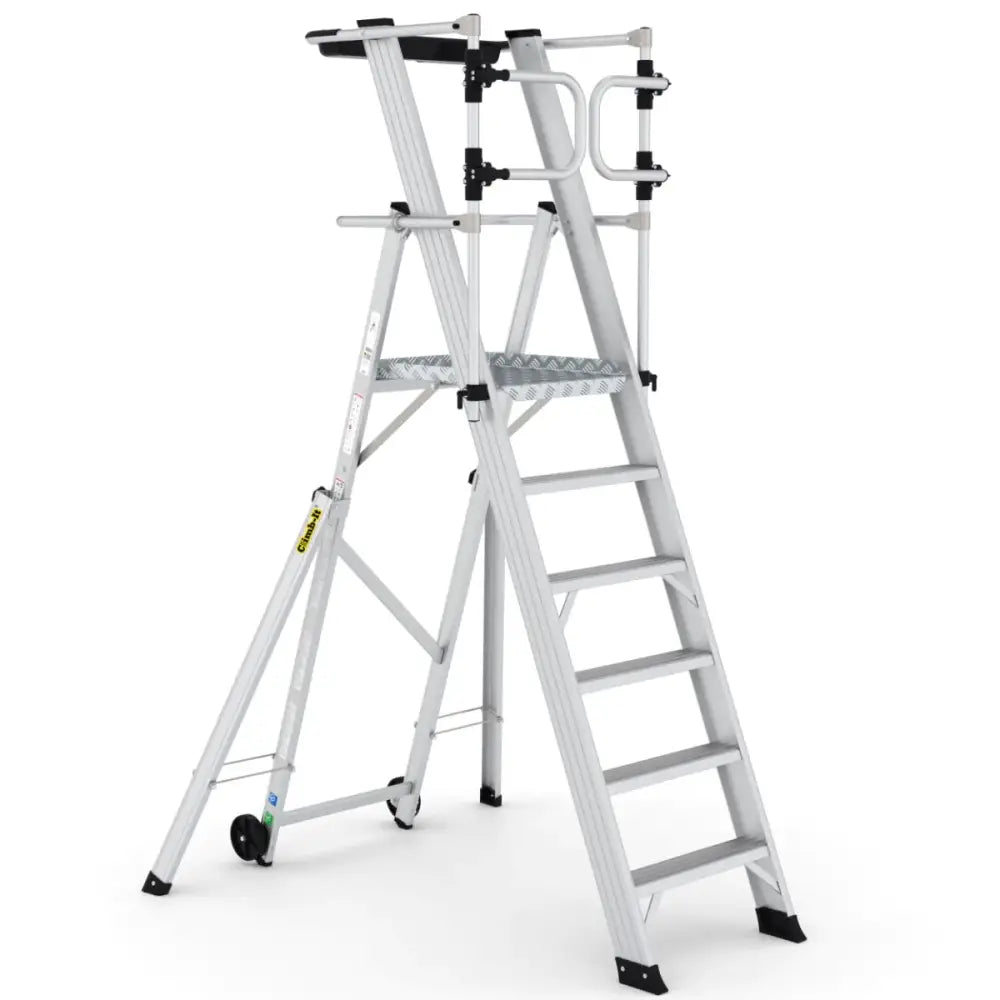 Climb-it large platform folding steps with safety gates