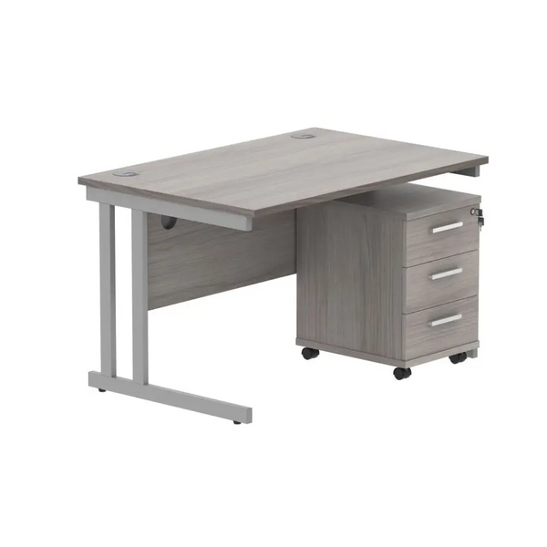 Core Twin Upright Rectangular Desk with 3 Drawer Pedestals Get Me Packaging
