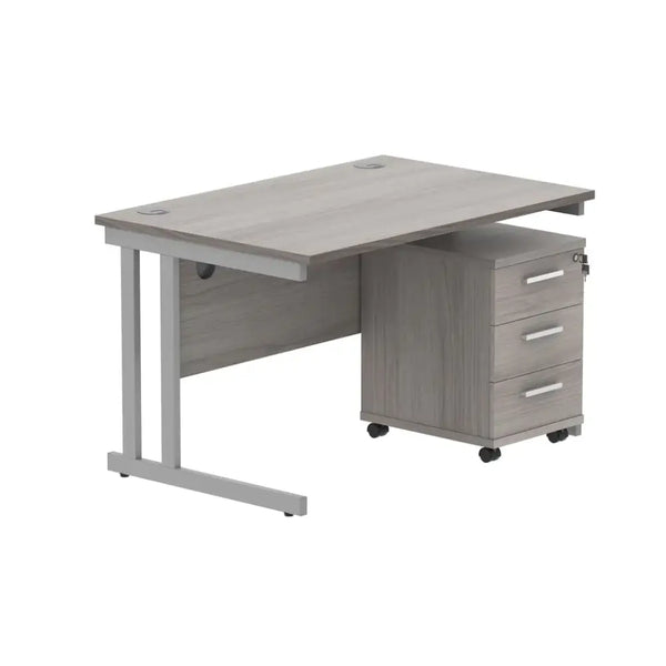 Core twin upright rectangular desk with 3 drawer pedestals